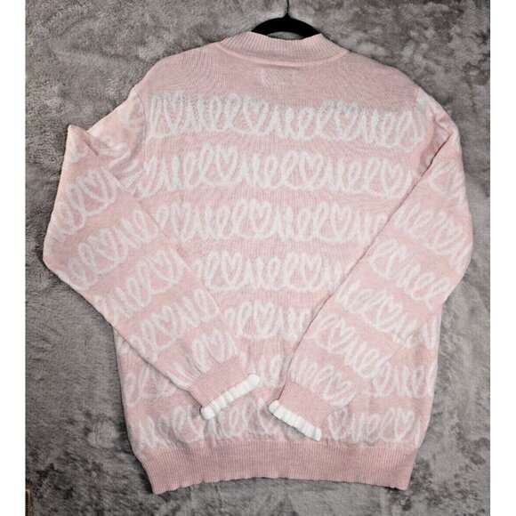 ELLE Pink & White Heart Script Sweater – NWT – Size XL - Picture 12 of 14